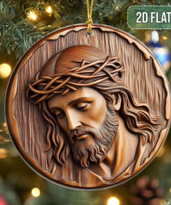 2D Flat Jesus Christmas Ceramic Ornament, Christian Ornament QFTO4081102