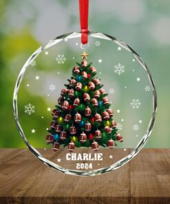 Personalized Christmas Football Tree Glass Ornament THHH4091102