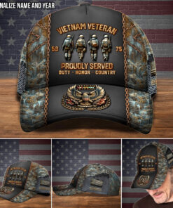 Personalized Name 3D All Over Printed Vietnam Veteran Cap, Proudly Served, Duty – Honor – Country UKTO4251101