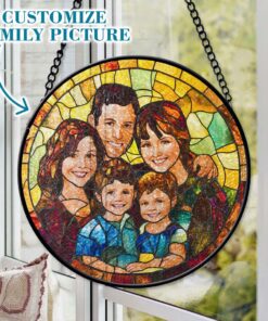 Custom Family Portrait From Photo Stained Glass Suncatcher Personalized Family Portrait Ornament QFTD4150801