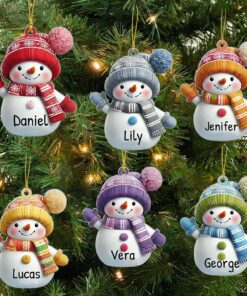 Personalized Snowman Christmas Ornament Set, Custom Name Family Acrylic Ornament QFHA4041102