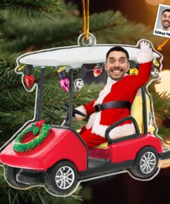 Personalized Face Photo Golf Christmas 2D FLAT Acrylic Ornament, Golf Lover Ornament QFHM4041111
