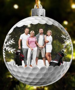 Personalized Photo Golf Friends Christmas Globe 2D FLAT Acrylic Ornament, Golf Lover Ornament QFHM4041110