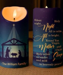 Personalized Nativity Scene Xmas Gift For Family LED Candle, Manger Scene Christian Candle, Jesus Religious Christmas Decor, Catholic Gift  QFTD4241012