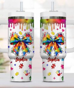 Custom Austim Bow Autism Awareness Coquette Bow 40Oz Tumbler UKPY5150104