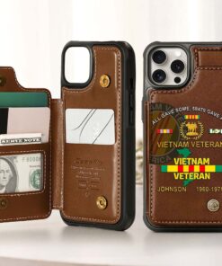 Personalized Vietnam Veteran Leather Flip Wallet Phone Case QFHM5270204