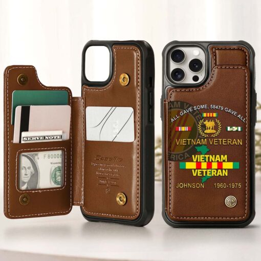 Personalized Vietnam Veteran Leather Flip Wallet Phone Case QFHM5270204