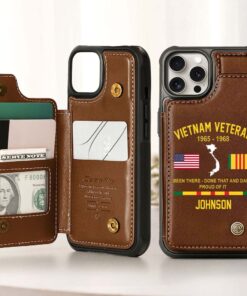 Personalized Vietnam Veteran Leather Flip Wallet Phone Case QFHM5270205