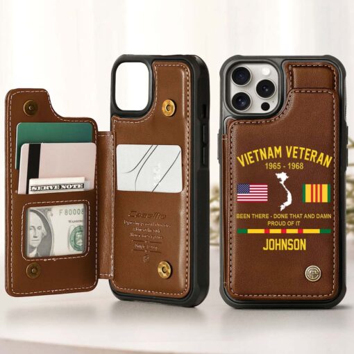 Personalized Vietnam Veteran Leather Flip Wallet Phone Case QFHM5270205