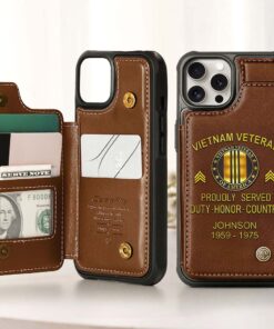 Personalized Vietnam Veteran Leather Flip Wallet Phone Case QFHM5280201