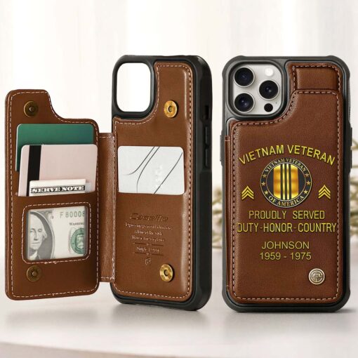 Personalized Vietnam Veteran Leather Flip Wallet Phone Case QFHM5280201