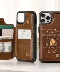 Personalized Vietnam Veteran Leather Flip Wallet Phone Case QFHM5270203