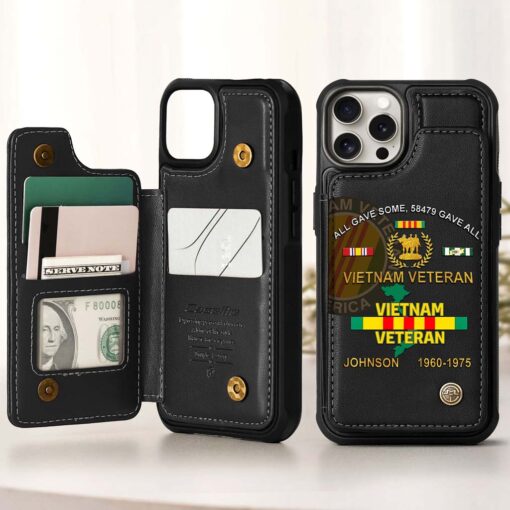 Personalized Vietnam Veteran Leather Flip Wallet Phone Case QFHM5270204 - Image 2