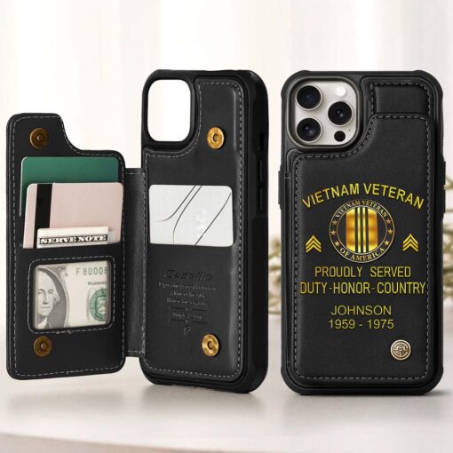 Personalized Vietnam Veteran Leather Flip Wallet Phone Case QFHM5280201 - Image 2