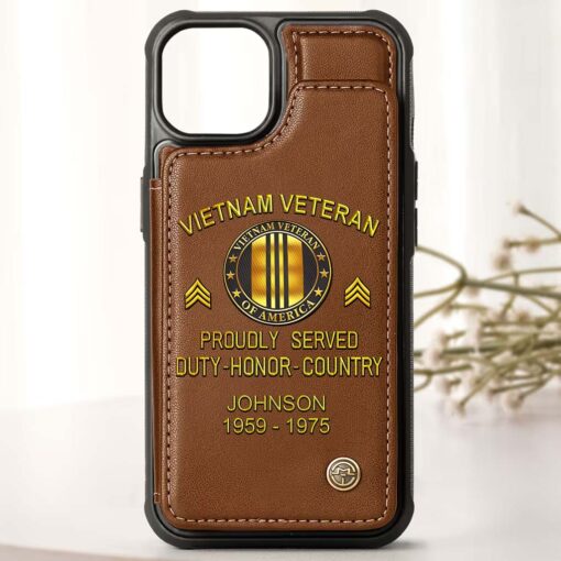 Personalized Vietnam Veteran Leather Flip Wallet Phone Case QFHM5280201 - Image 3