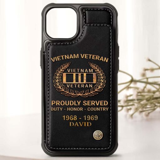 Personalized Vietnam Veteran Leather Flip Wallet Phone Case QFHM5270202 - Image 4