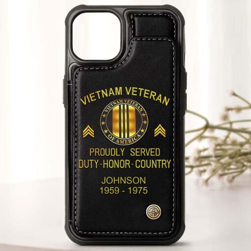 Personalized Vietnam Veteran Leather Flip Wallet Phone Case QFHM5280201 - Image 4