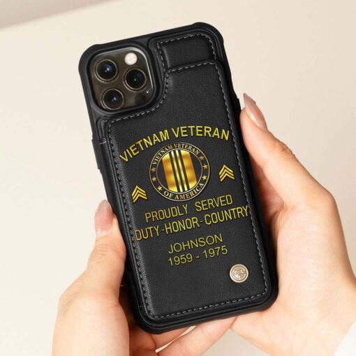 Personalized Vietnam Veteran Leather Flip Wallet Phone Case QFHM5280201 - Image 5