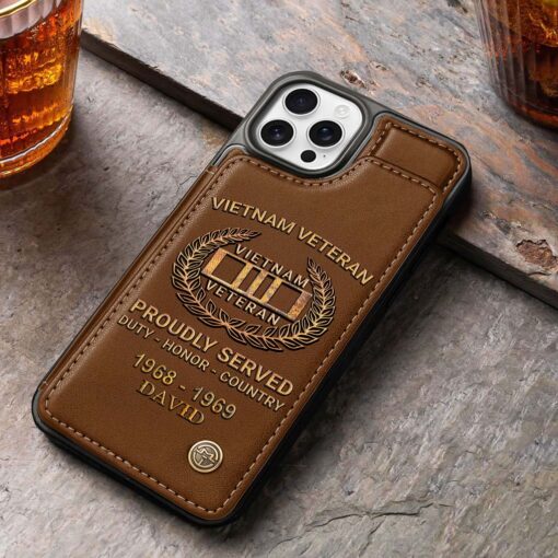 Personalized Vietnam Veteran Leather Flip Wallet Phone Case QFHM5270202 - Image 6