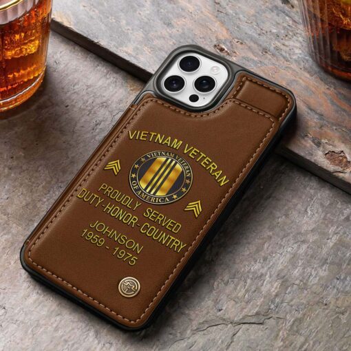 Personalized Vietnam Veteran Leather Flip Wallet Phone Case QFHM5280201 - Image 6