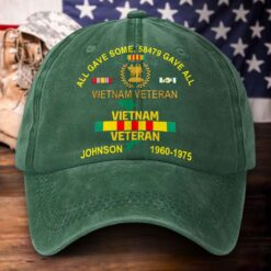 Personalized Distressed Washed Cotton Vietnam Veteran Printed Hat QFTD5210302