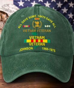 Personalized Distressed Washed Cotton Vietnam Veteran Printed Hat QFTD5210302