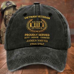 Personalized Distressed Washed Cotton Vietnam Veteran Printed Hat QFTD5210304