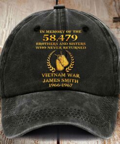 Personalized Distressed Washed Cotton Vietnam Veteran Printed Hat QFTD5210305