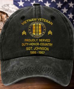 Personalized Distressed Washed Cotton Vietnam Veteran Printed Hat QFTD5210306
