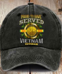 Distressed Washed Cotton Vietnam Veteran Printed Hat QFTD5210308