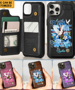 Personalized Name Jesus Leather Flip Wallet Phone Case Christain Gifts, Religious Gift For Woman UKTO5200301