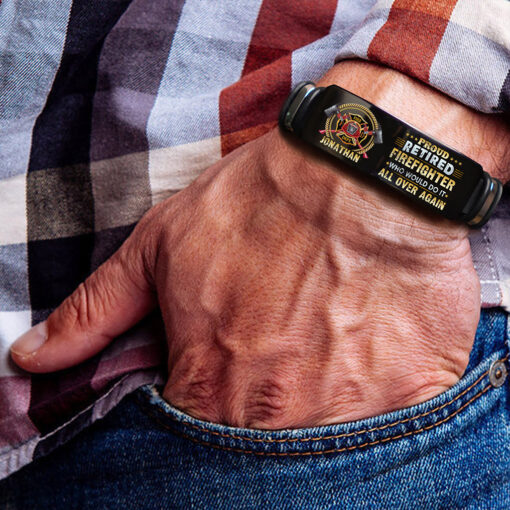 Personalized Firefighter Bracelet, Proud Retired Firefighter Who Would Do It All Over Again Bracelet NPNT5250301 - Image 2