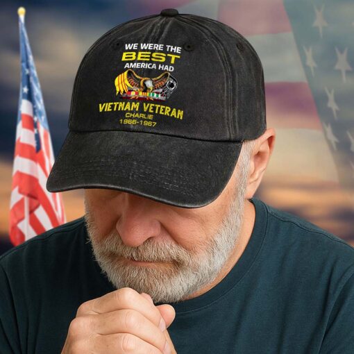 Personalized Distressed Washed Cotton Vietnam Veteran Printed Hat QFTD5210307 - Image 3