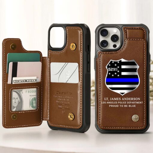 Personalized Police Leather Flip Wallet Phone Case UKHM5060301