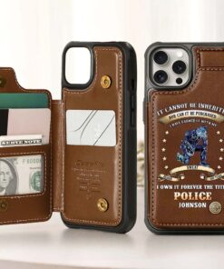 Personalized Police Leather Flip Wallet Phone Case UKHM5060302