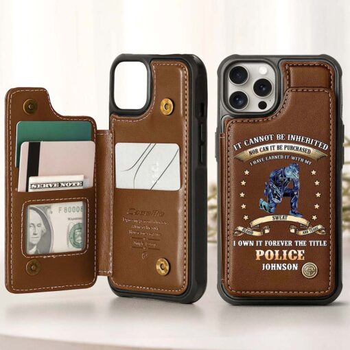 Personalized Police Leather Flip Wallet Phone Case UKHM5060302