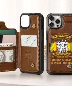 Personalized Vietnam Veteran Leather Flip Wallet Phone Case UKHM5060303