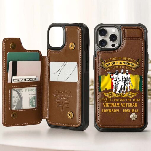 Personalized Vietnam Veteran Leather Flip Wallet Phone Case UKHM5060303