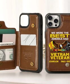 Personalized Vietnam Veteran Leather Flip Wallet Phone Case UKHM5060304