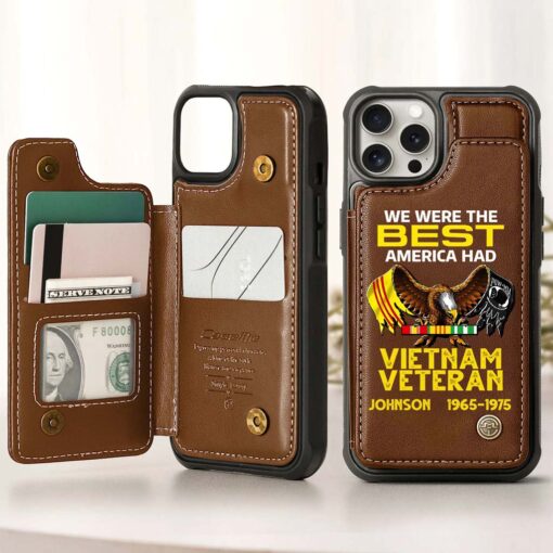 Personalized Vietnam Veteran Leather Flip Wallet Phone Case UKHM5060304