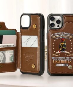 Personalized Name Firefighter Leather Flip Wallet Phone Case UKHM5070301