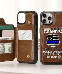 Personalized Police Leather Flip Wallet Phone Case UKHM5070303