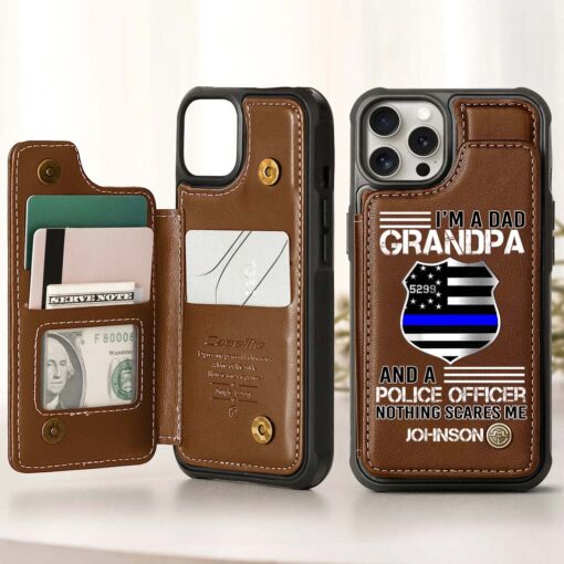 Personalized Police Leather Flip Wallet Phone Case UKHM5070303