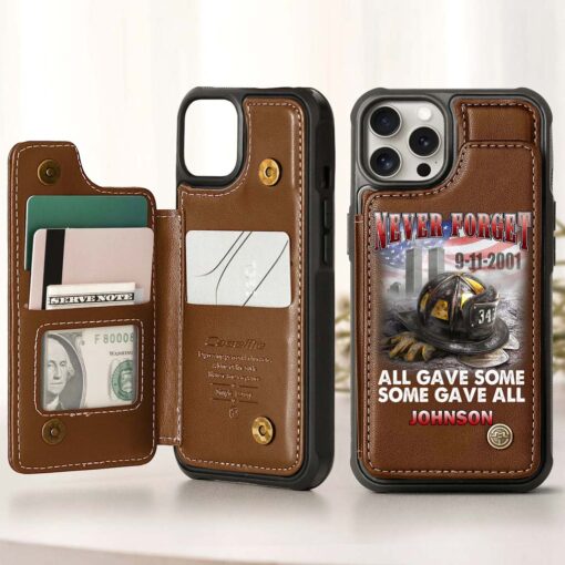 Personalized Name Firefighter Leather Flip Wallet Phone Case UKHM5070304