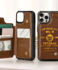 Personalized Vietnam Veteran Leather Flip Wallet Phone Case UKHM5070305