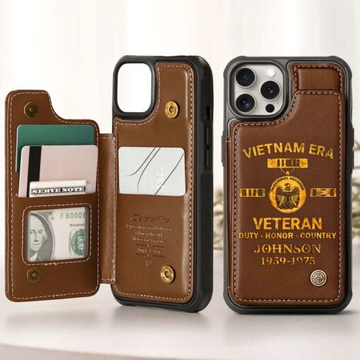 Personalized Vietnam Veteran Leather Flip Wallet Phone Case UKHM5070305