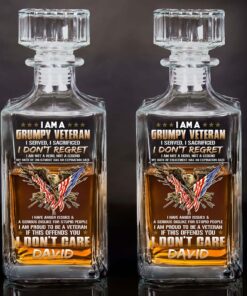 Personalized I Am A Grumpy Veteran Whiskey Bottle QFTD5120303