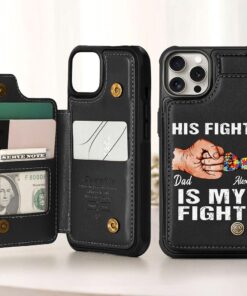 Custom Autism Dad Leather Flip Wallet Phone Case UKND5180301