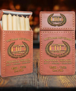 Custom Vietnam Veteran Leather Cigarette Case, Gift for Veterans UKTZ5140302