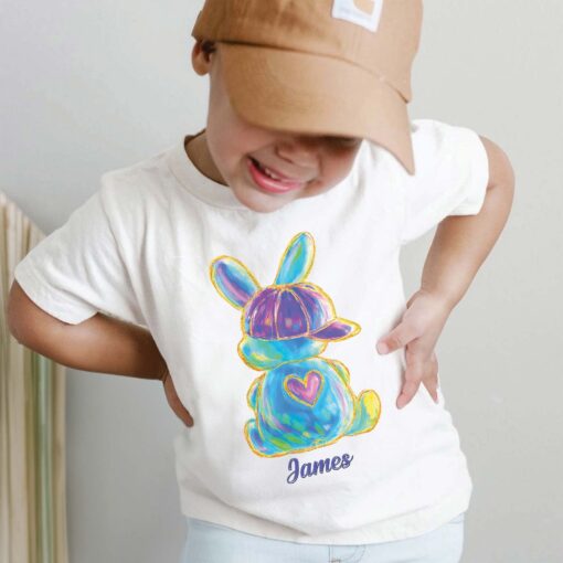 Personalized Kid Name Easter Bunny Boy Girl Easter Kid Shirt UKHH5140201 - Image 3